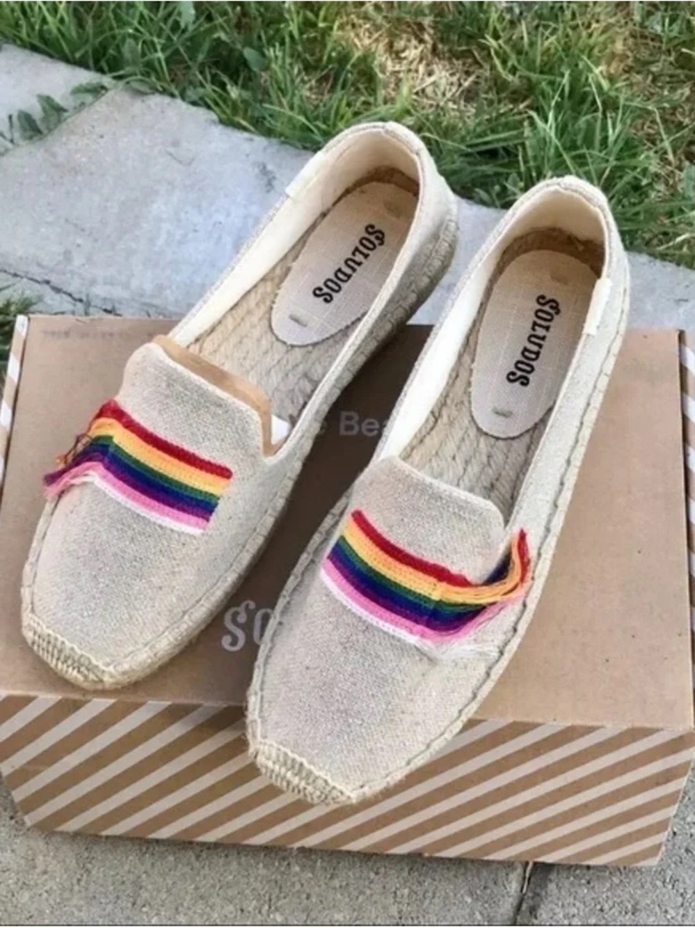 Soludos | Pride Rainbow Smoking Slipper Sand Size 7.5